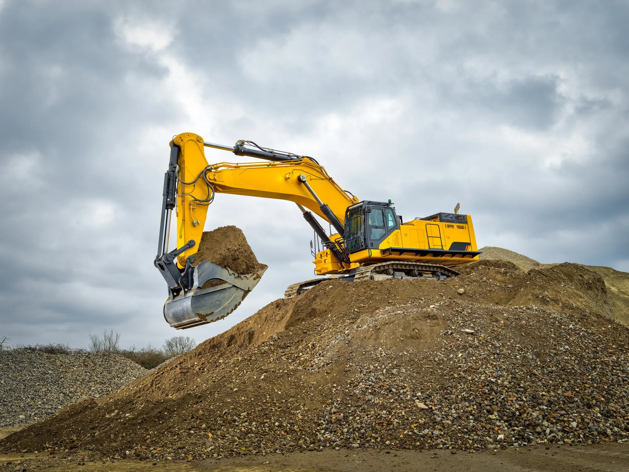 Yellow Backhoe Loader excavator