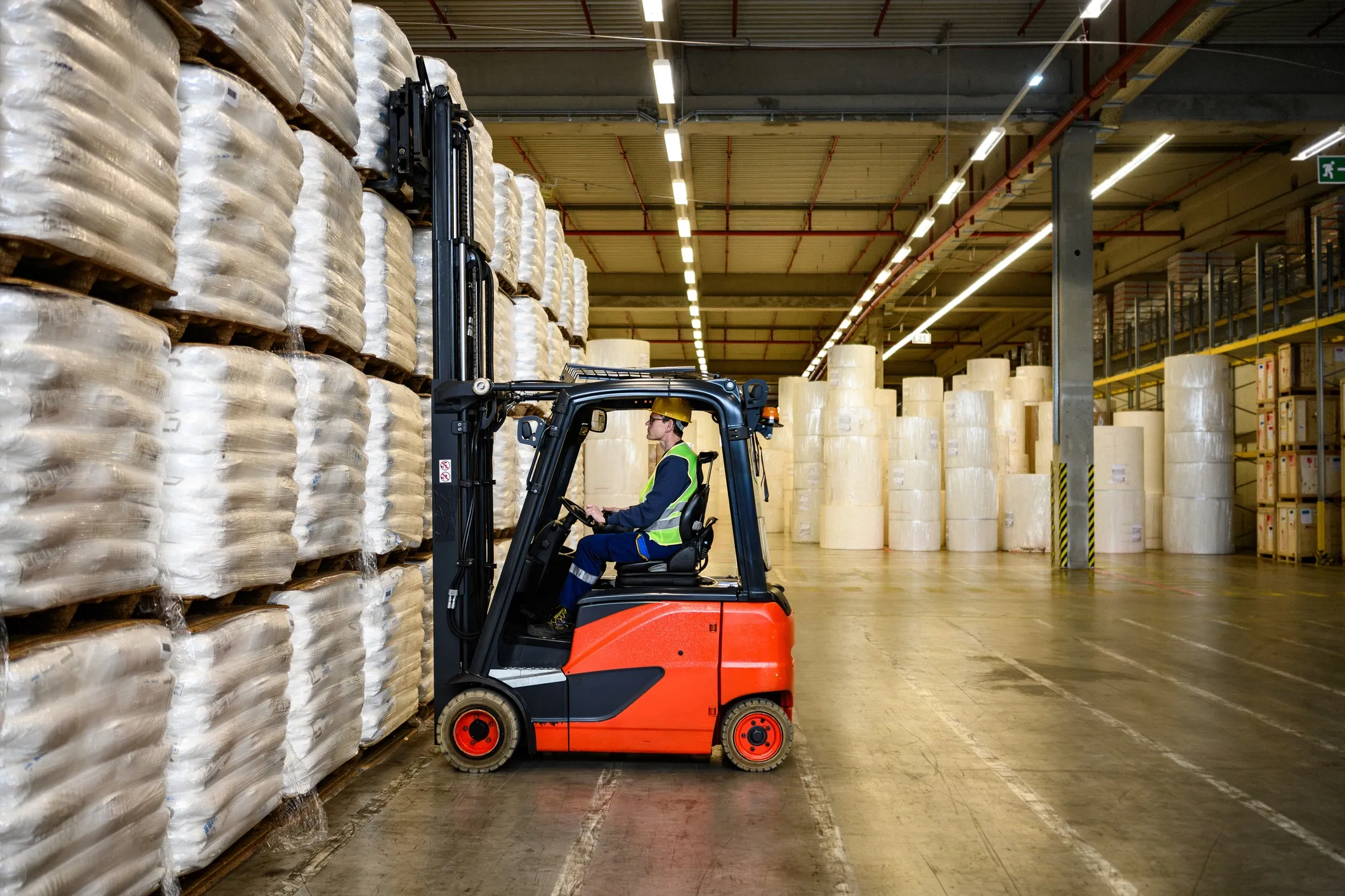 Red Forklift warehouse loading
